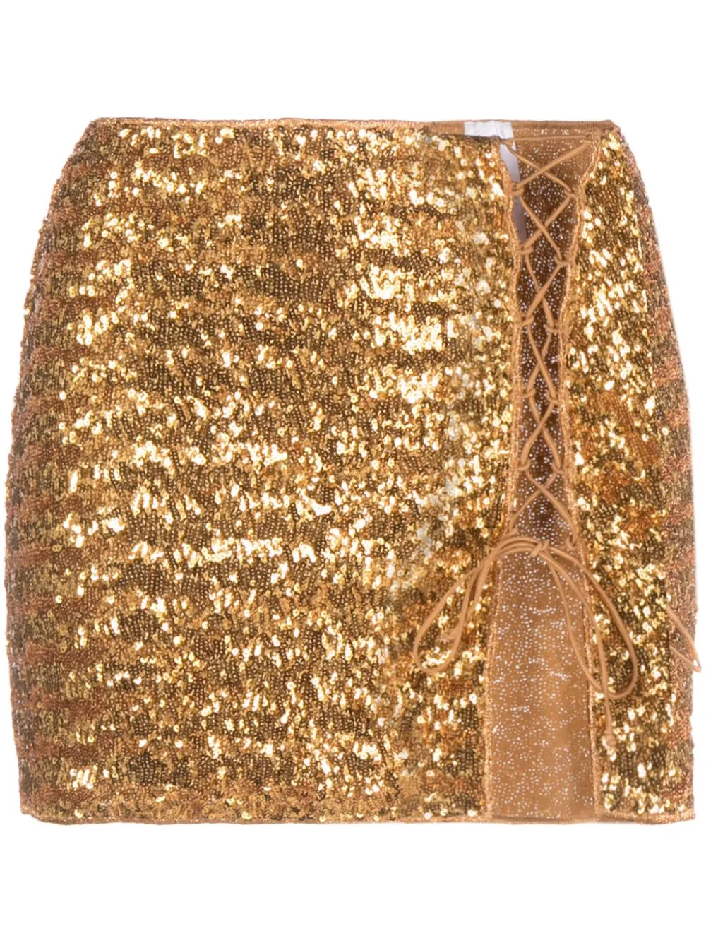 Oseree Sequin-embellished Miniskirt In Gold