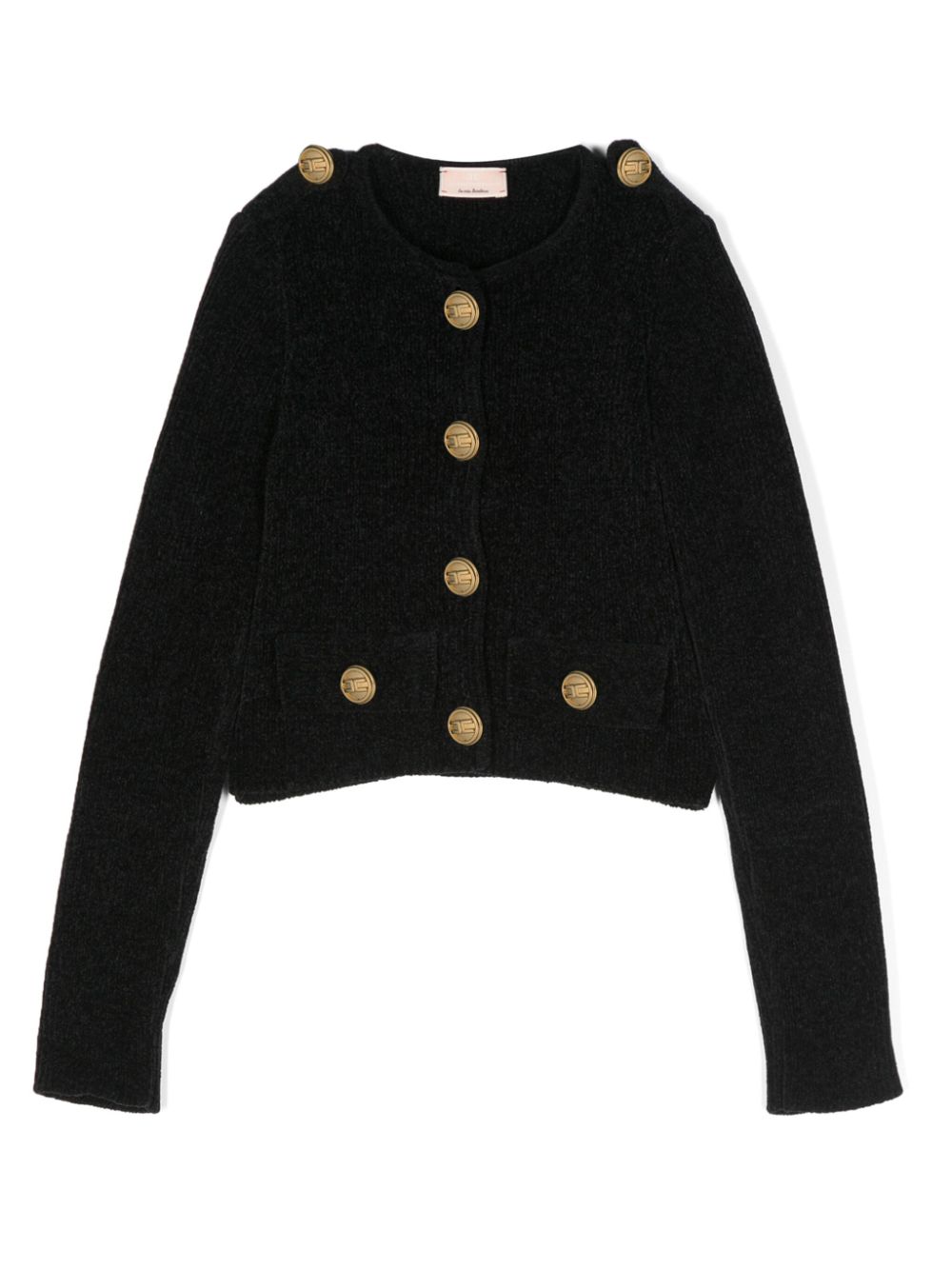 ELISABETTA FRANCHI LA MIA BAMBINA EMBOSSED-BUTTON CHENILLE JACKET