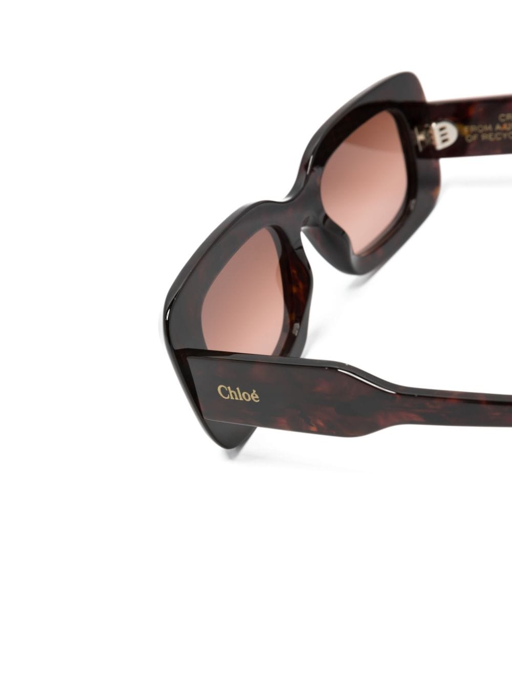 Shop Chloé Logo-print Rectangle-frame Sunglasses In Braun