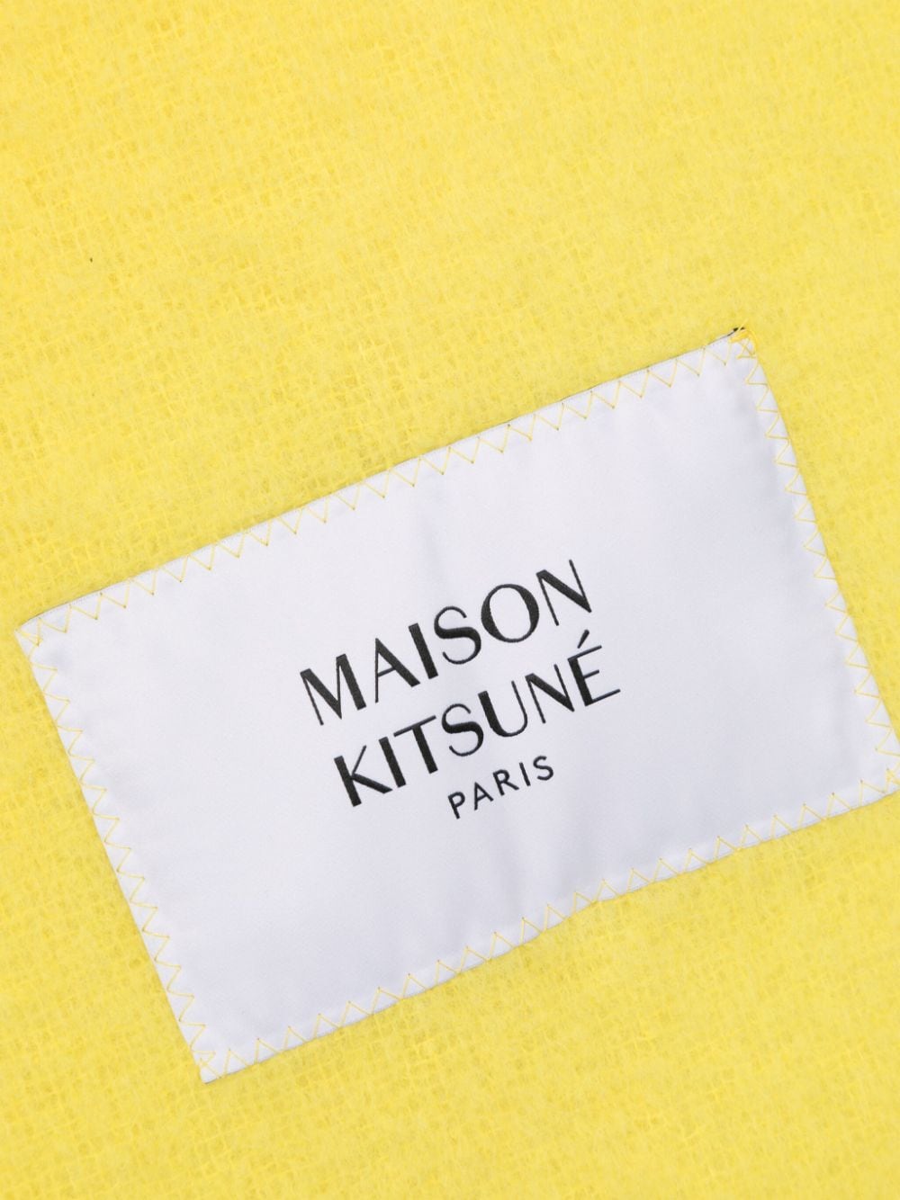 Shop Maison Kitsuné Frayed Wool Blend Scarf In Yellow