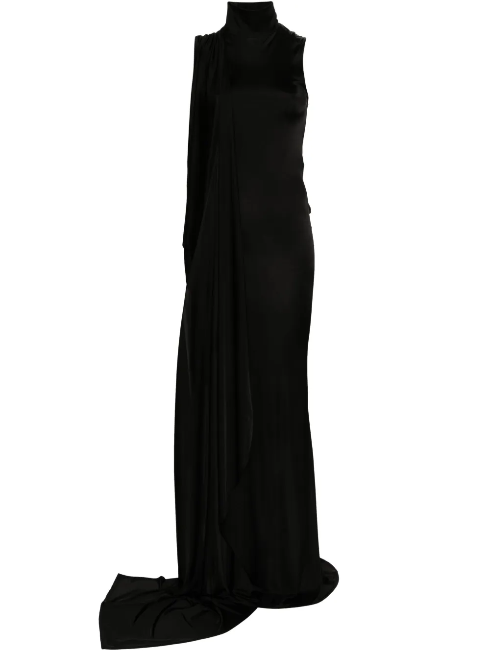 Saint Laurent high-neck draped maxi dress – Black