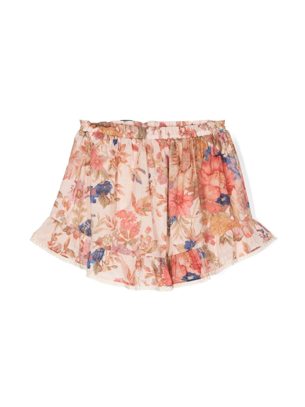 Shop Zimmermann August Floral-print Drawstring Skirt In Neutrals