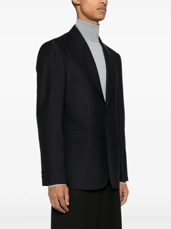 FENDI FF-print Wool Blazer | Blue | FARFETCH