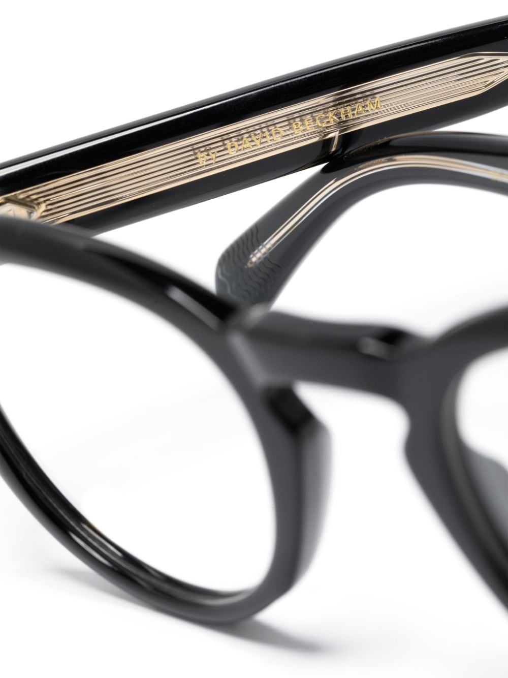 Shop Eyewear By David Beckham Logo-plaque Round-frame Glasses In Schwarz