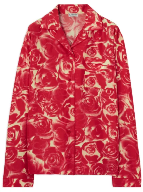 Burberry camisa con estampado de rosa