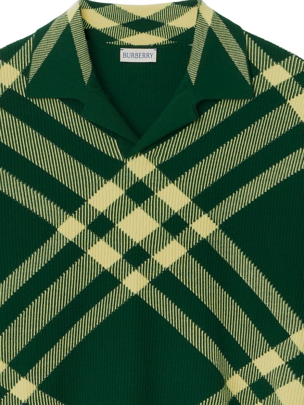 Shop Burberry Vintage Check Fine-ribbed Polo Shirt In Green