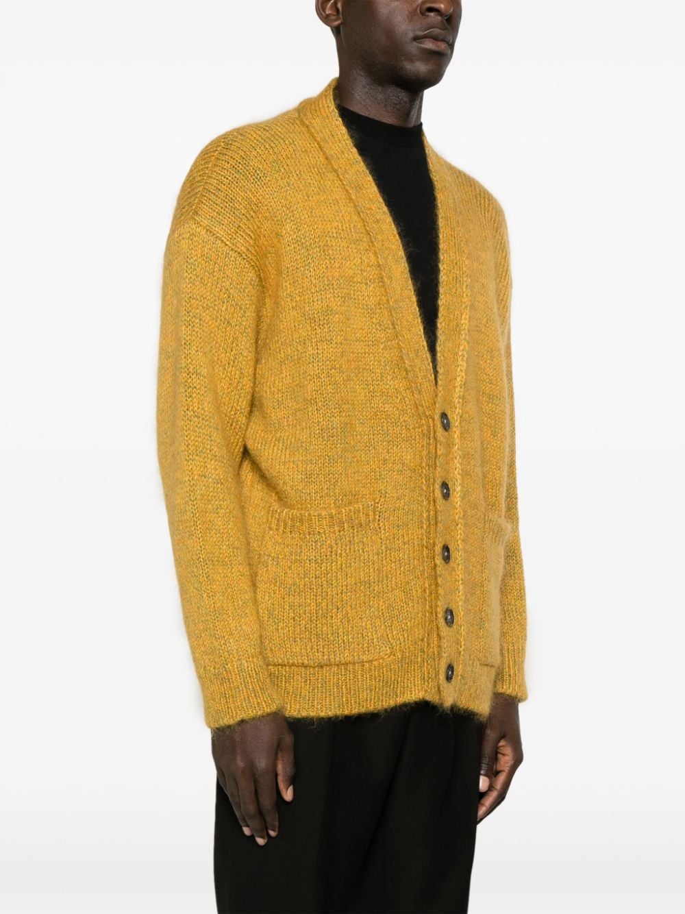 Shop Massimo Alba Mélange Wool-blend Cardigan In Yellow