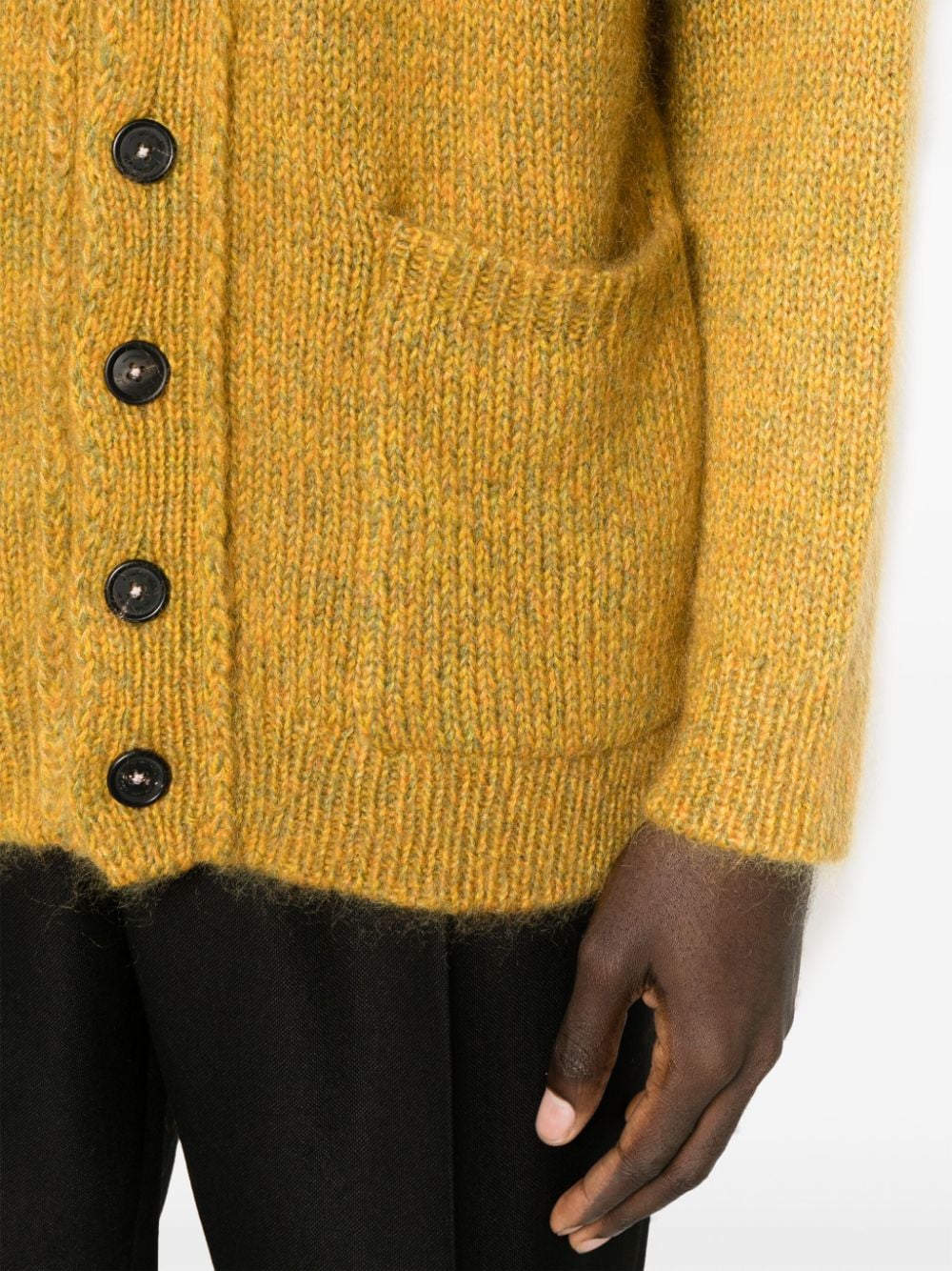 Shop Massimo Alba Mélange Wool-blend Cardigan In Yellow