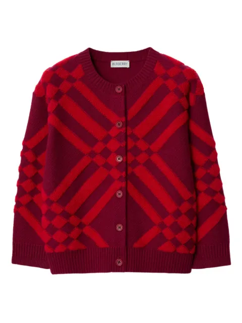 Burberry Kids check-print round-neck cardigan