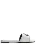Tory Burch Eleanor pavé logo-appliqué slides - Silver