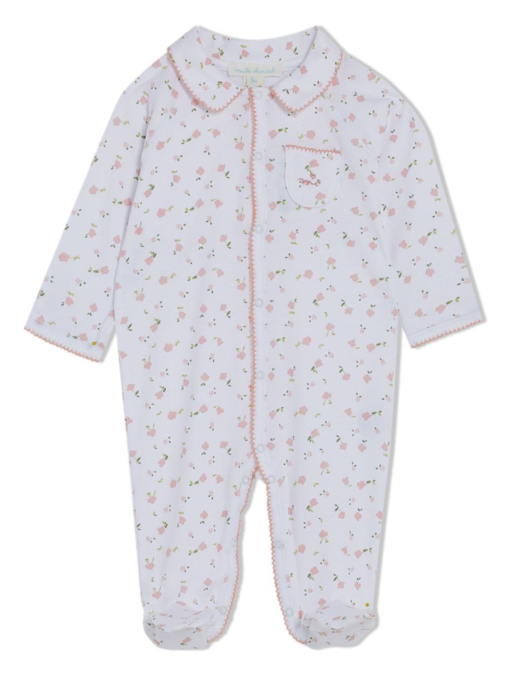 Marie-chantal Babies' Flower-print Cotton Pajamas In White