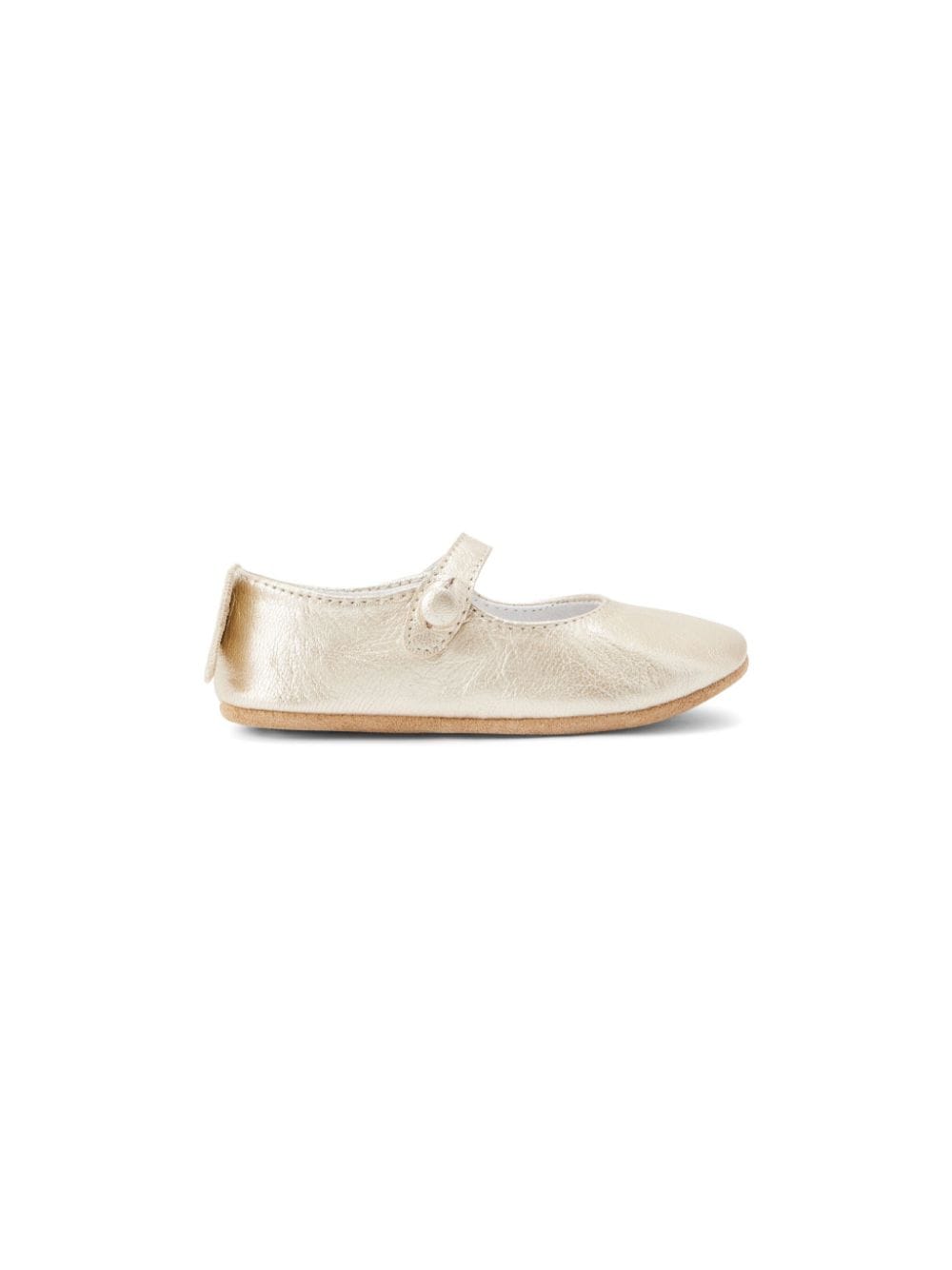 Shop Marie-chantal Olympia Angel Wing Leather Ballerina Shoes In Gold