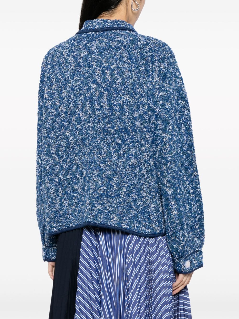 Shop B+ab Contrastring-trim Mélange Textured Cardi-coat In Blue