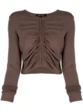 tout a coup ruched long-sleeve crop top - Brown