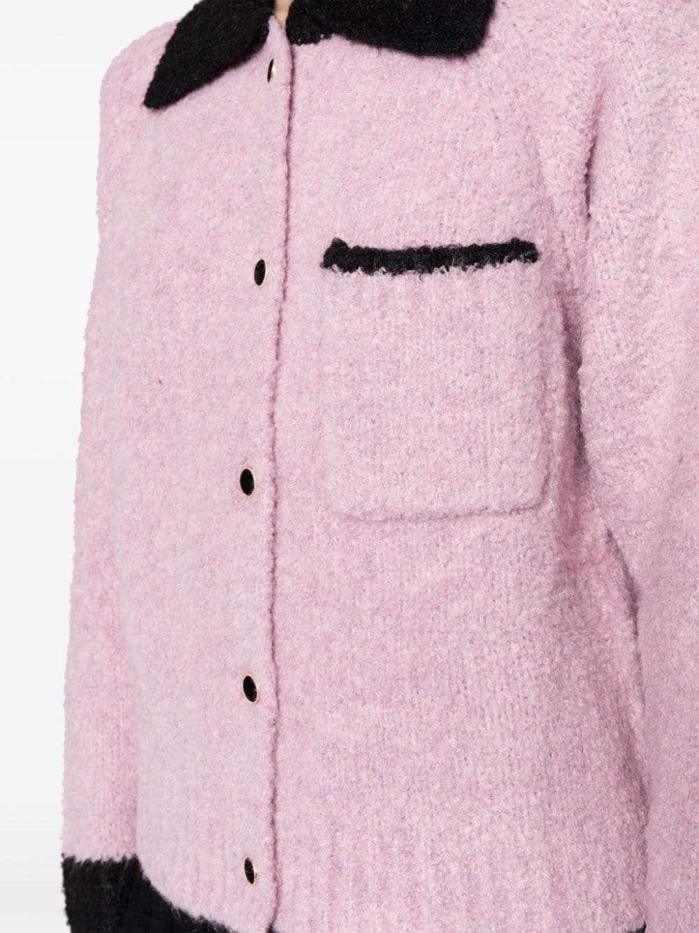 Shop B+ab Contrast-trim Marl-knit Cardigan In Purple