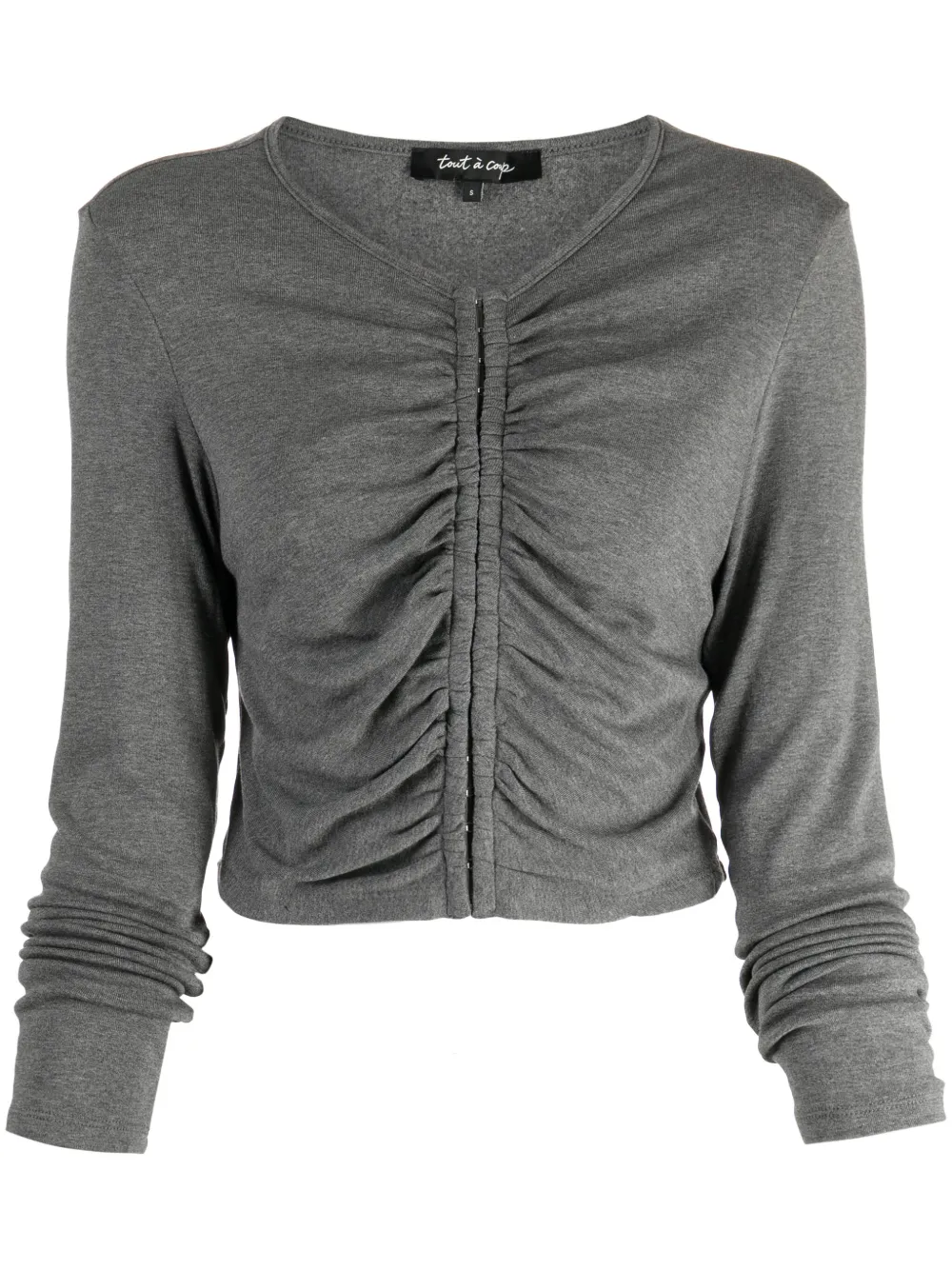 tout a coup cardigan crop à fronces - gris