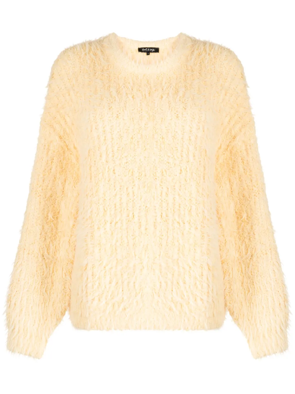 Tout A Coup Brushed-effect Ribbed-knit Jumper In Yellow