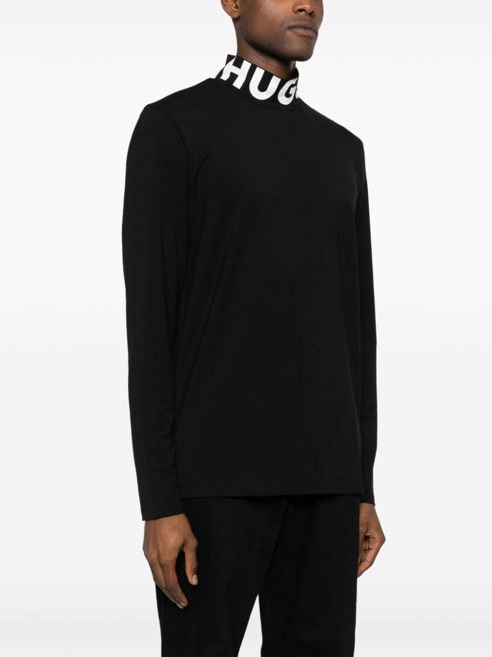 Shop Hugo Logo-print Roll-neck Sweatshirt In Black