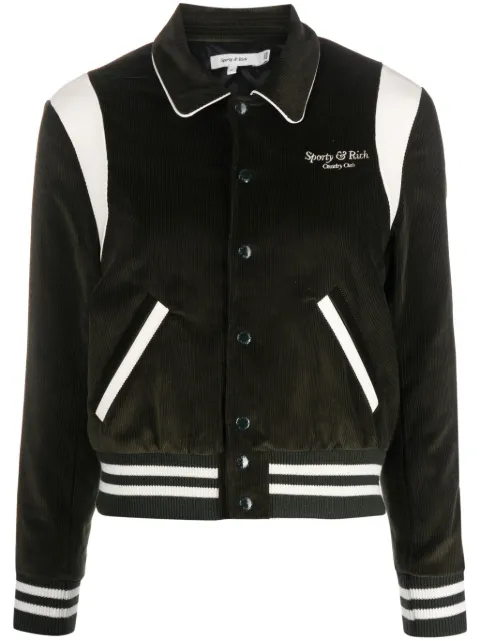 Sporty & Rich chamarra bomber con logo bordado