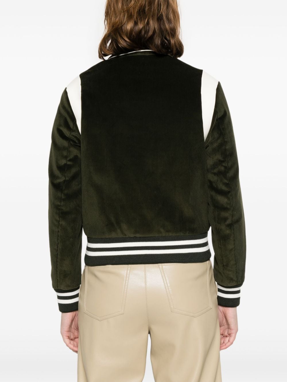 Shop Sporty And Rich Logo-embroidered Cotton Bomber Jacket In Green