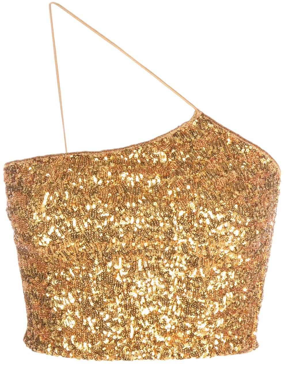 Oseree Sequin-embellished Crop Top In Yellow