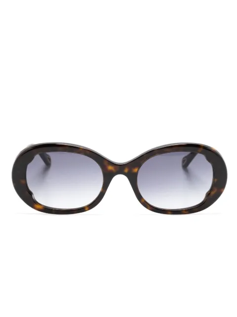 Chloé Eyewear نظارة شمس 'هافانا' بإطار بيضاوي