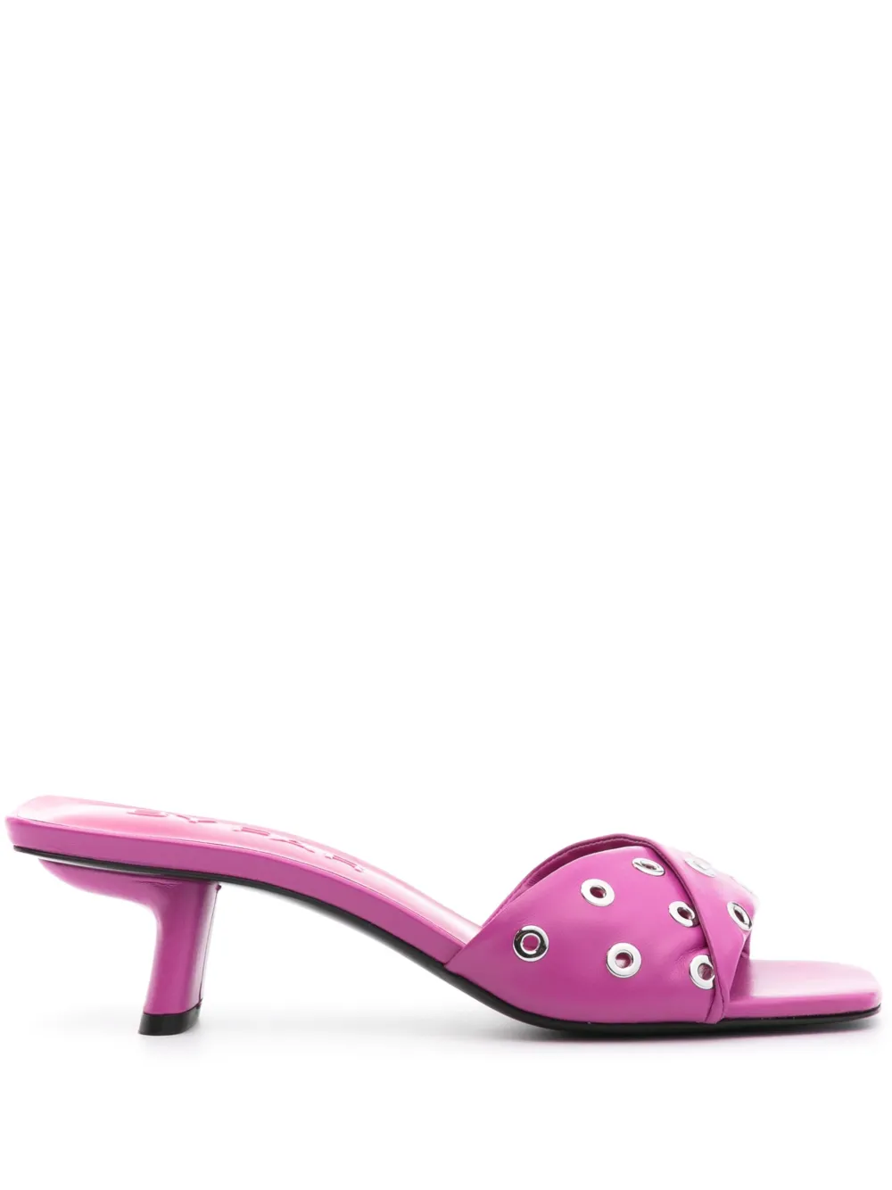 BY FAR Rocco 50mm eyelet-detail leather mules Pink