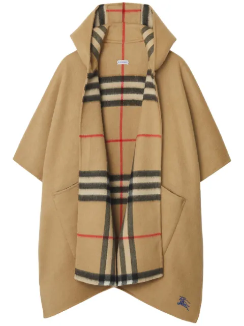 Burberry EKD-embroidered hooded cashmere cape