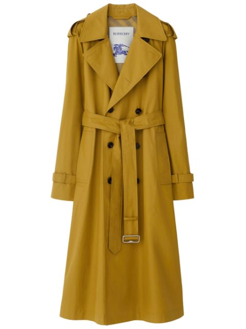 Burberry long gabardine cotton trench coat