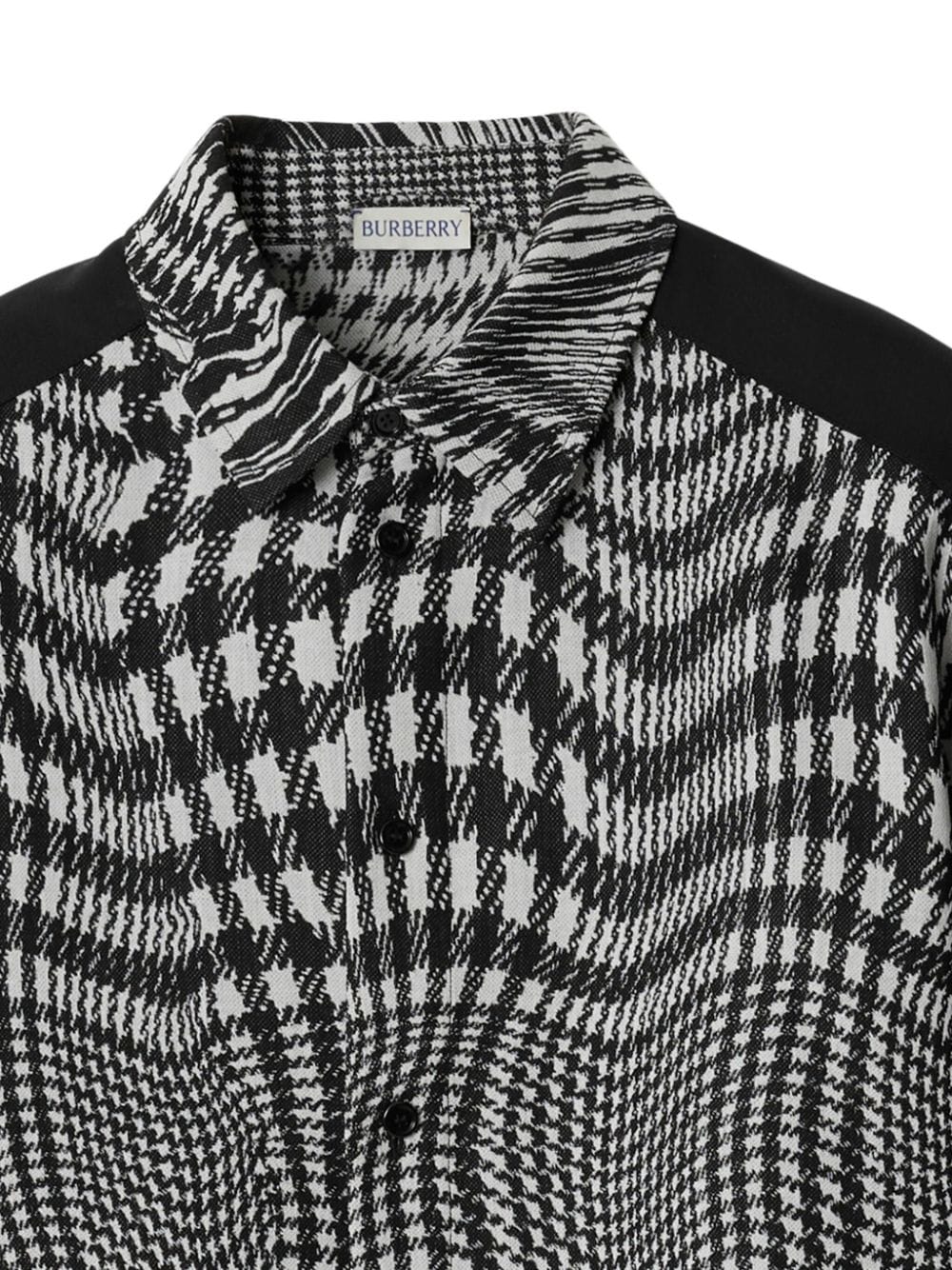 Shop Burberry Houndstooth-pattern Wool Shirt In Black