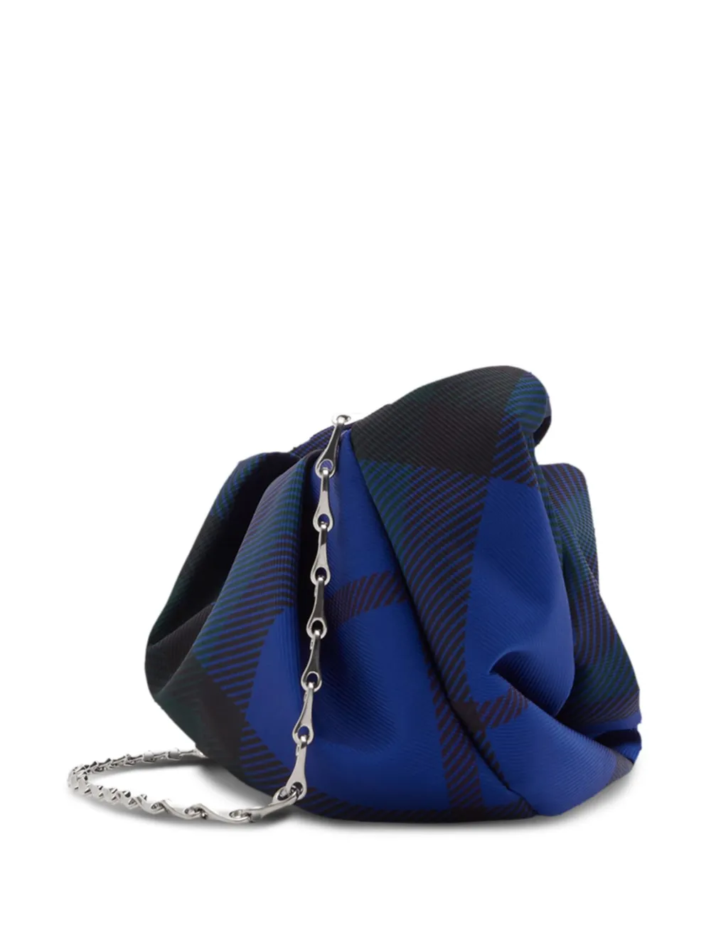 Burberry Rose Draped Checkered Clutch Bag In Blue