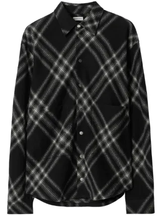 Burberry バイカラー チェッカー シャツ | ブラック | FARFETCH JP