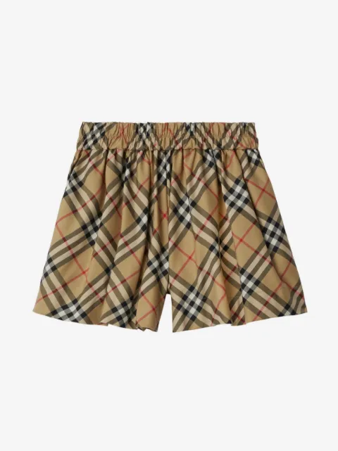 Burberry Kids checkered elasticated twill shorts