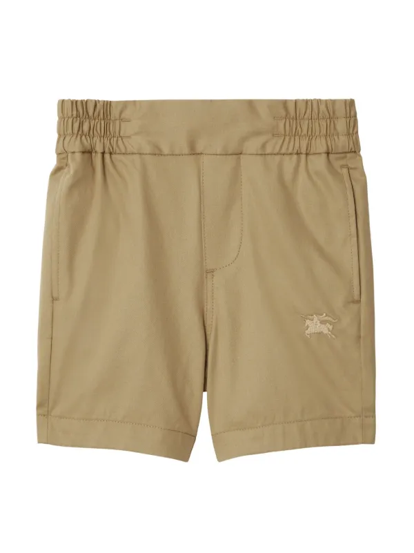 Burberry Kids Equestrian Knight embroidered Cotton Shorts Neutrals FARFETCH PT