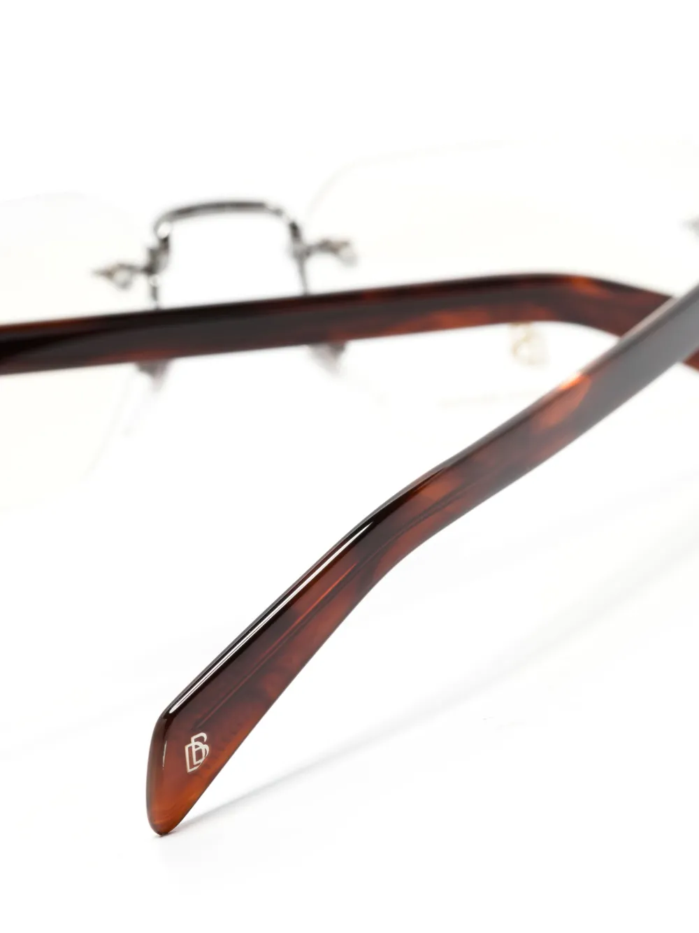 Eyewear By David Beckham Rimless Rectangle-frame Glasses In Braun