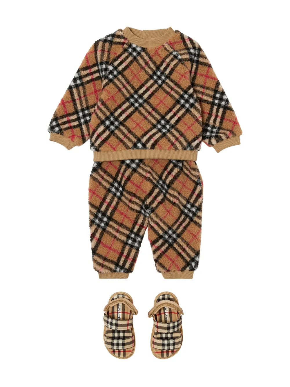 Shop Burberry Vintage Check Fleece Jumper In Neutrals