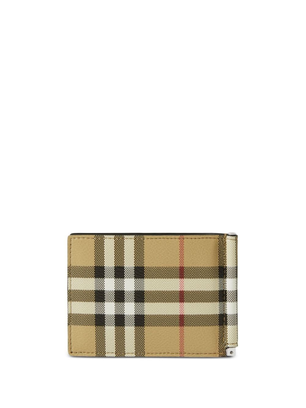 Shop Burberry Checked Bi-fold Clip Wallet In Neutrals