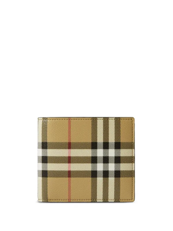 Vintage check and leather outlet wallet with detachable strap