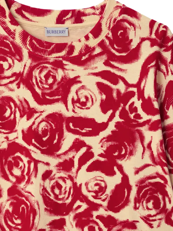 Burberry Rose-print Cotton T-shirt - Farfetch