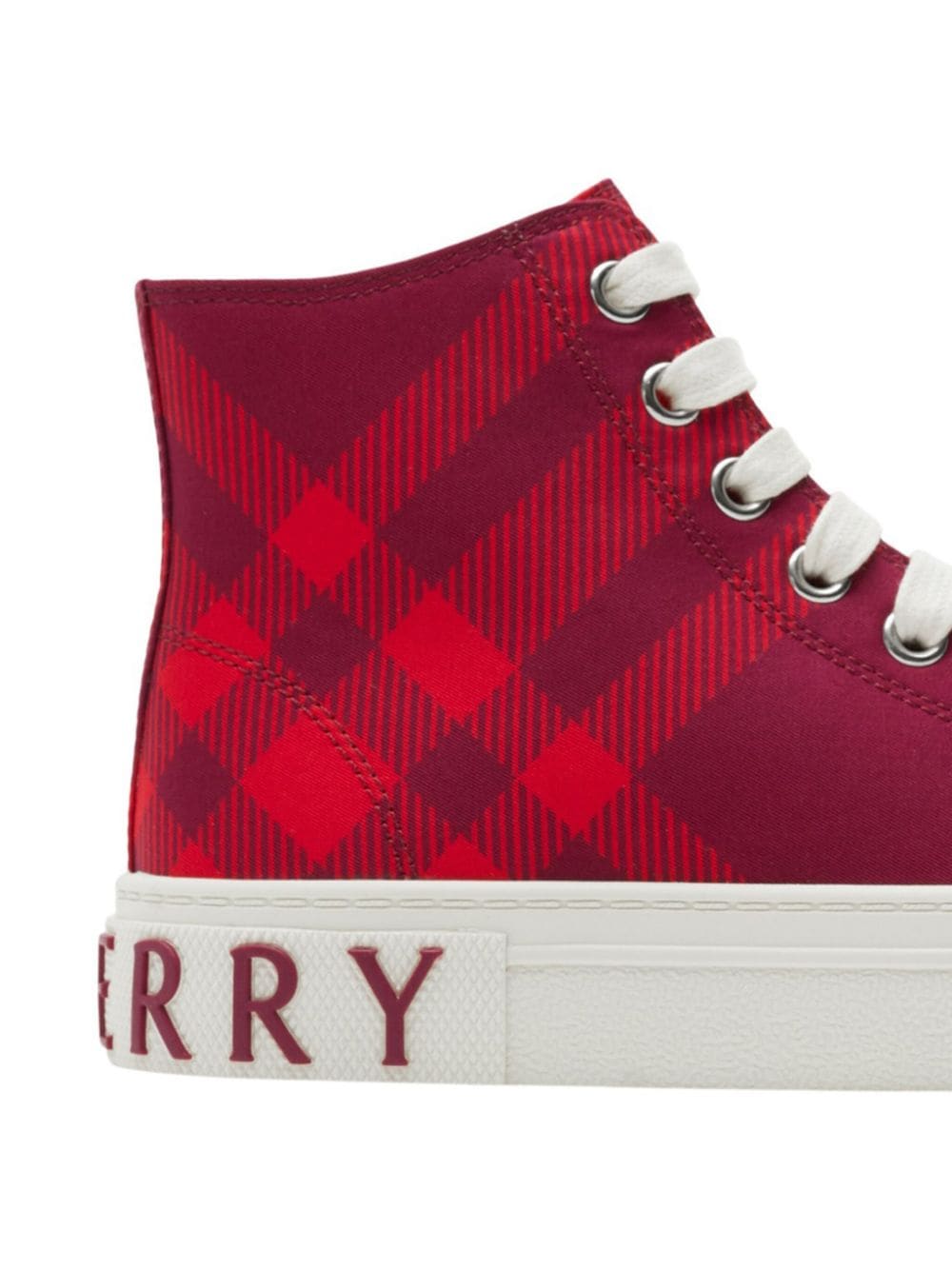 Shop Burberry Check-pattern Cotton Sneakers In Red