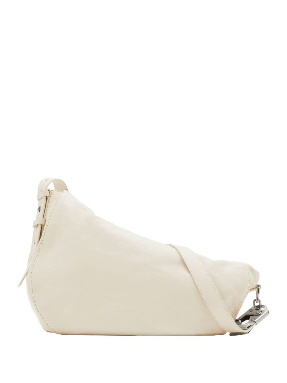 Shop Burberry Medium Knight Leather Tote Bag In White