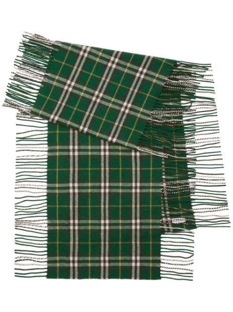 Burberry checked cashmere fringed scarf Women