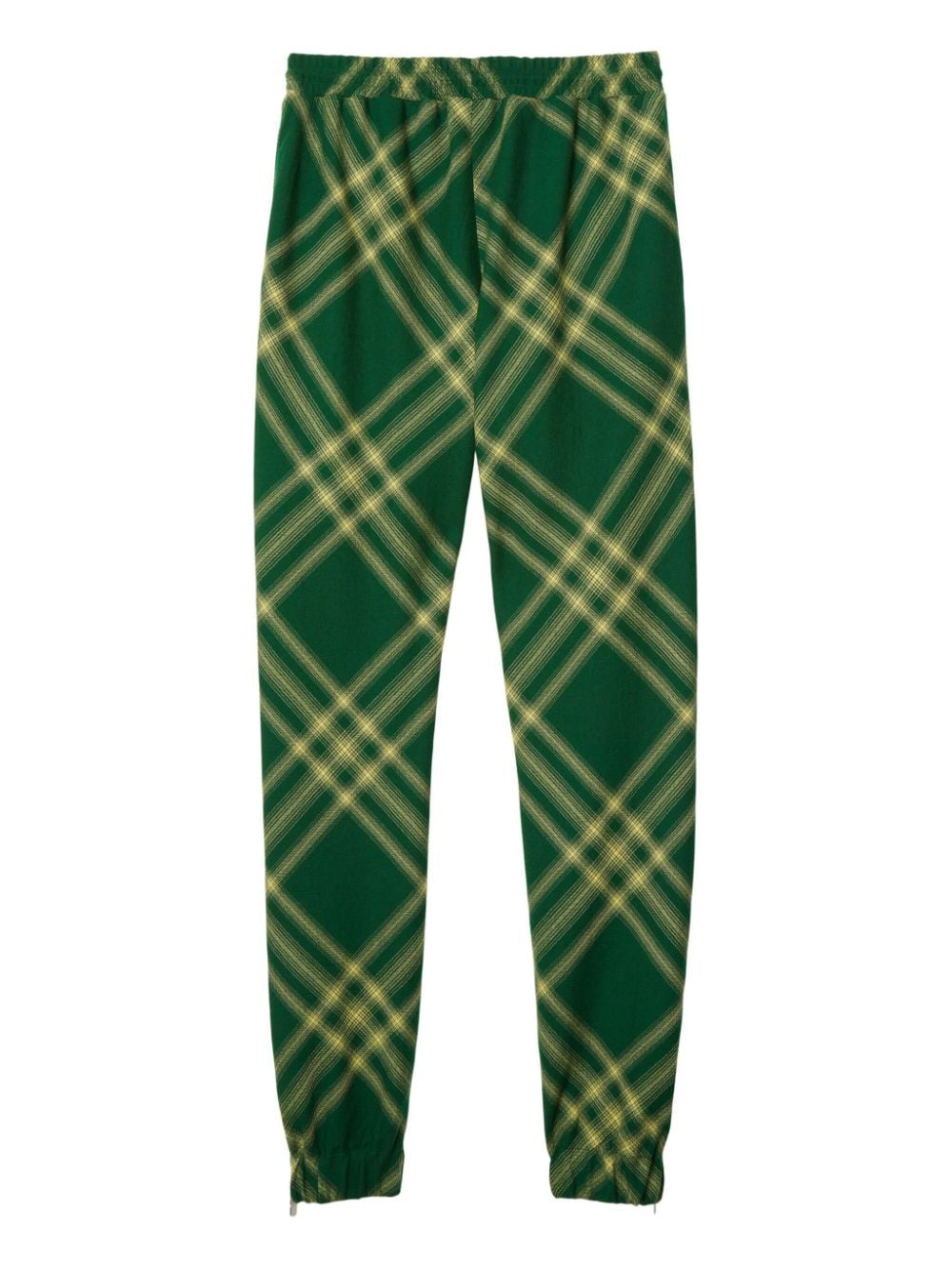 Shop Burberry Checked Wool Track Pants In Green