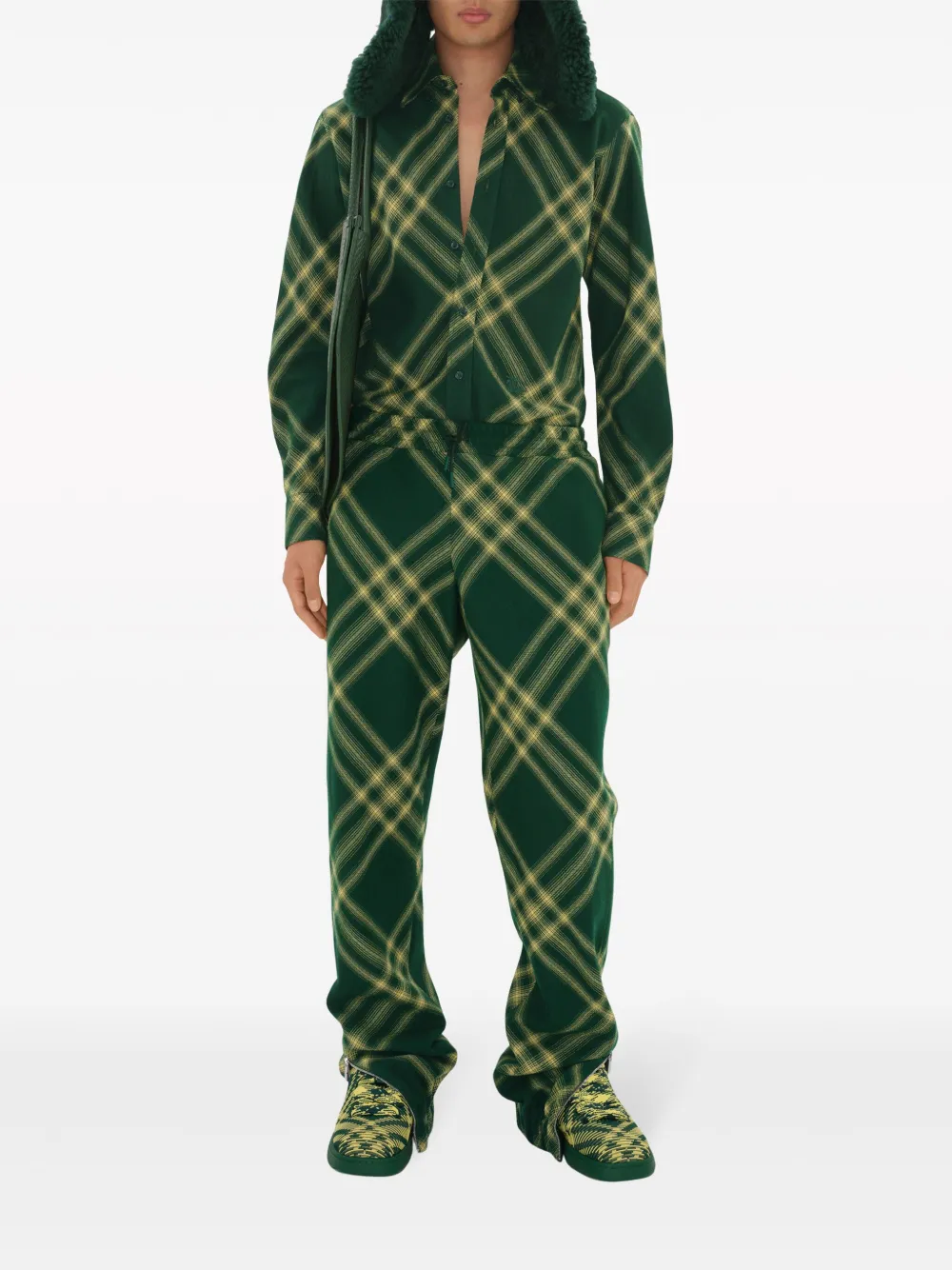 Burberry Geruite wollen trainingsbroek - Groen