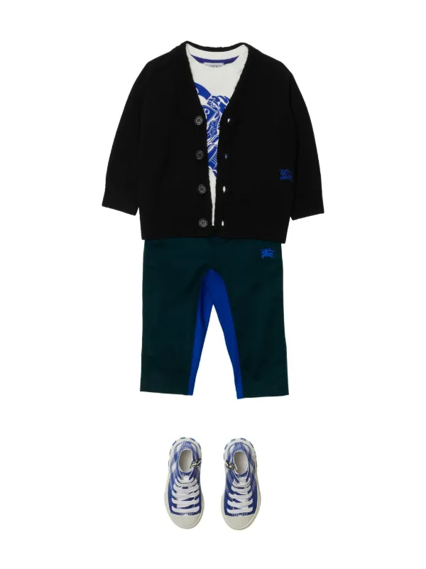 BURBERRY ブラック Vネックカーディガン 14Yサイズ Burberry Kids Vネック カーディガン | ブラック | FARFETCH JP