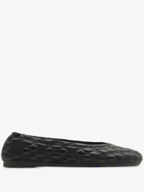 Burberry Equestrian Knight-embroidered leather ballerina shoes 