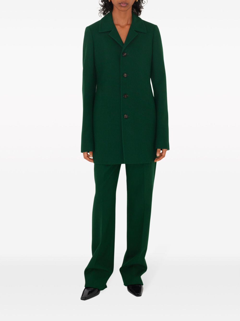 Shop Burberry Single-breasted Wool Coat In Green