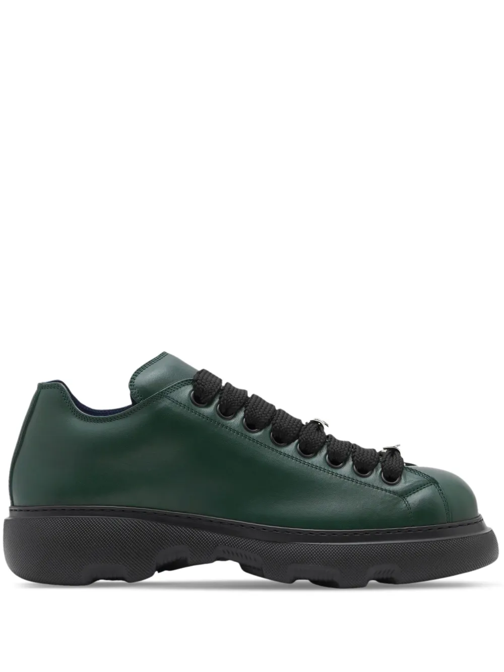 Shop Burberry Ranger Leather Sneakers In Green