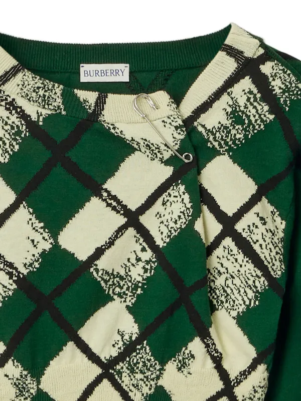 Burberry アーガイル クロップドセーター | グリーン | FARFETCH JP