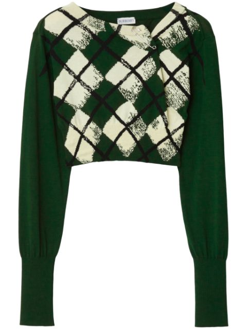 Burberry argyle fine-knit cropped jumper Women